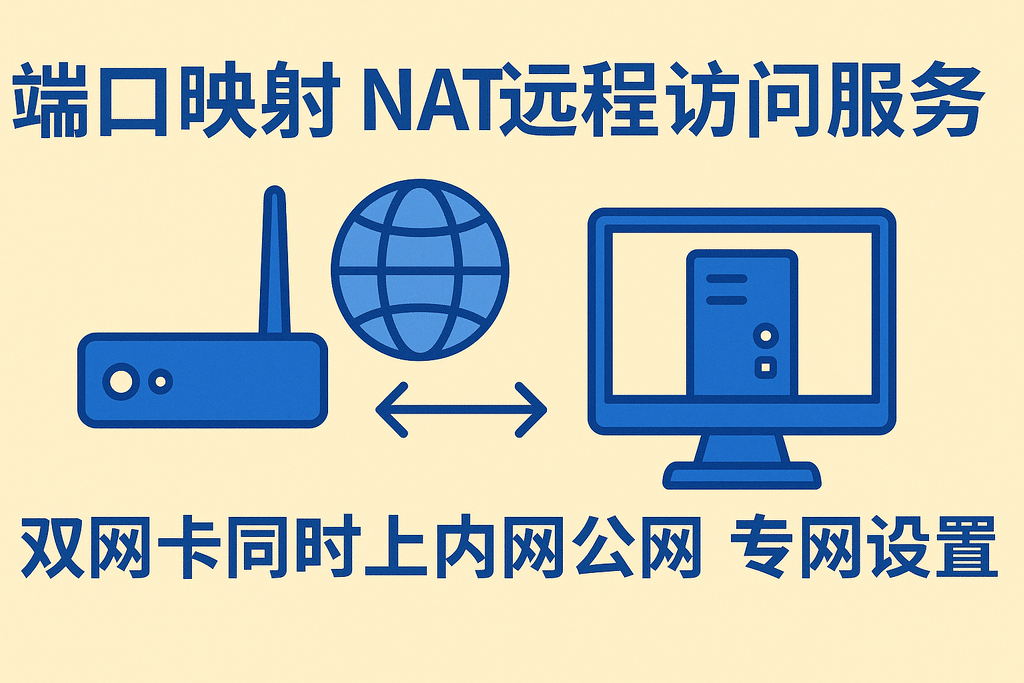 端口映射 NAT远程访问服务器 双网卡同时上内网公网专网设置