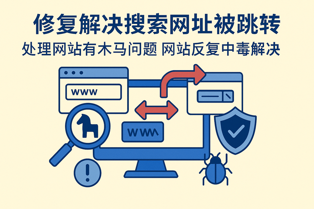 修复解决搜索网址被跳转 处理网站有木马问题 网站反复中毒解决